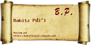 Babitz Pál névjegykártya